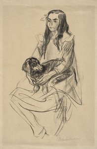 Seated Girl with Dachshund